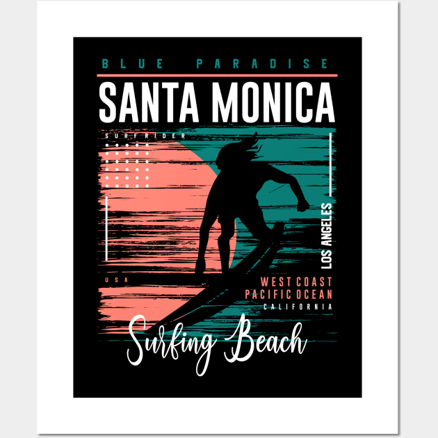 Santa Monica Surfing Wall Art by SM Shirts